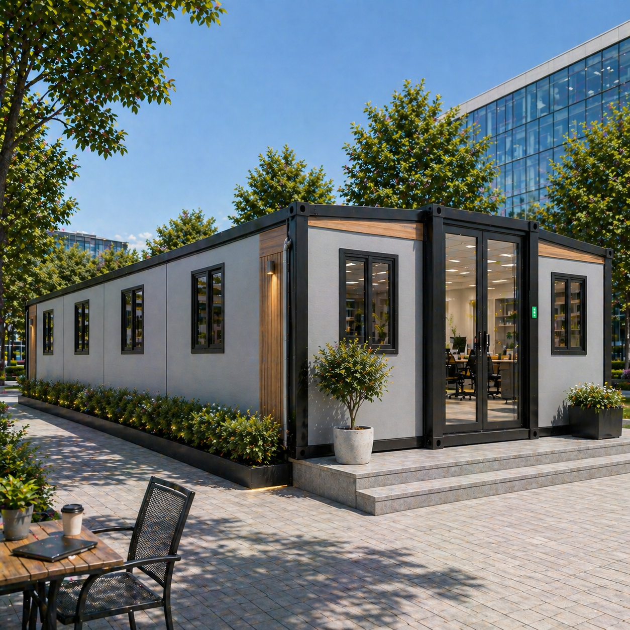 Double Wing Container Office Germany Insulated Steel Prefab Workspace For Corporate Business And Commercial Use