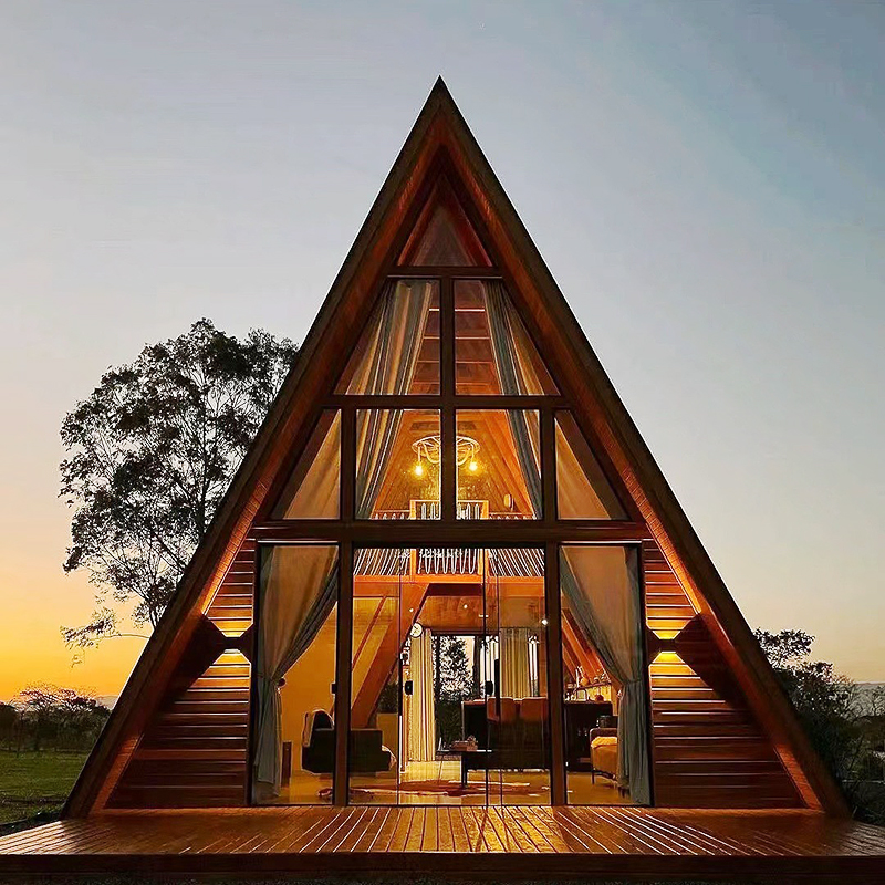 Luxury A-Frame Low-rise Villa Heat-insulated Modular Home Prefab Tiny Triangle House For Apartment Prefab Cottage