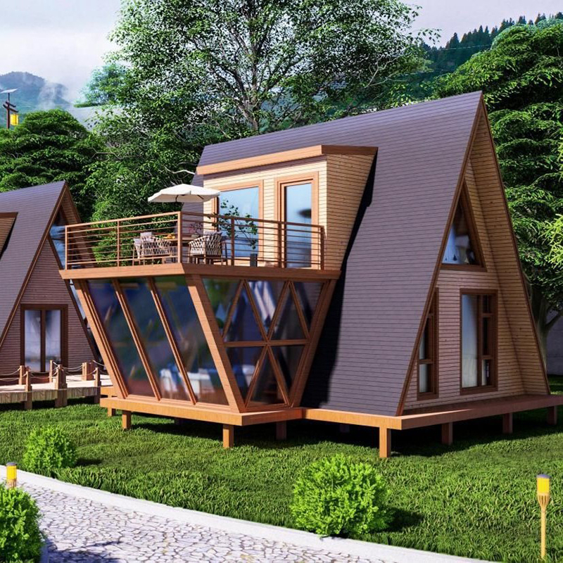 Luxury A-Frame Low-rise Villa Heat-insulated Modular Home Prefab Tiny Triangle House For Apartment Prefab Cottage