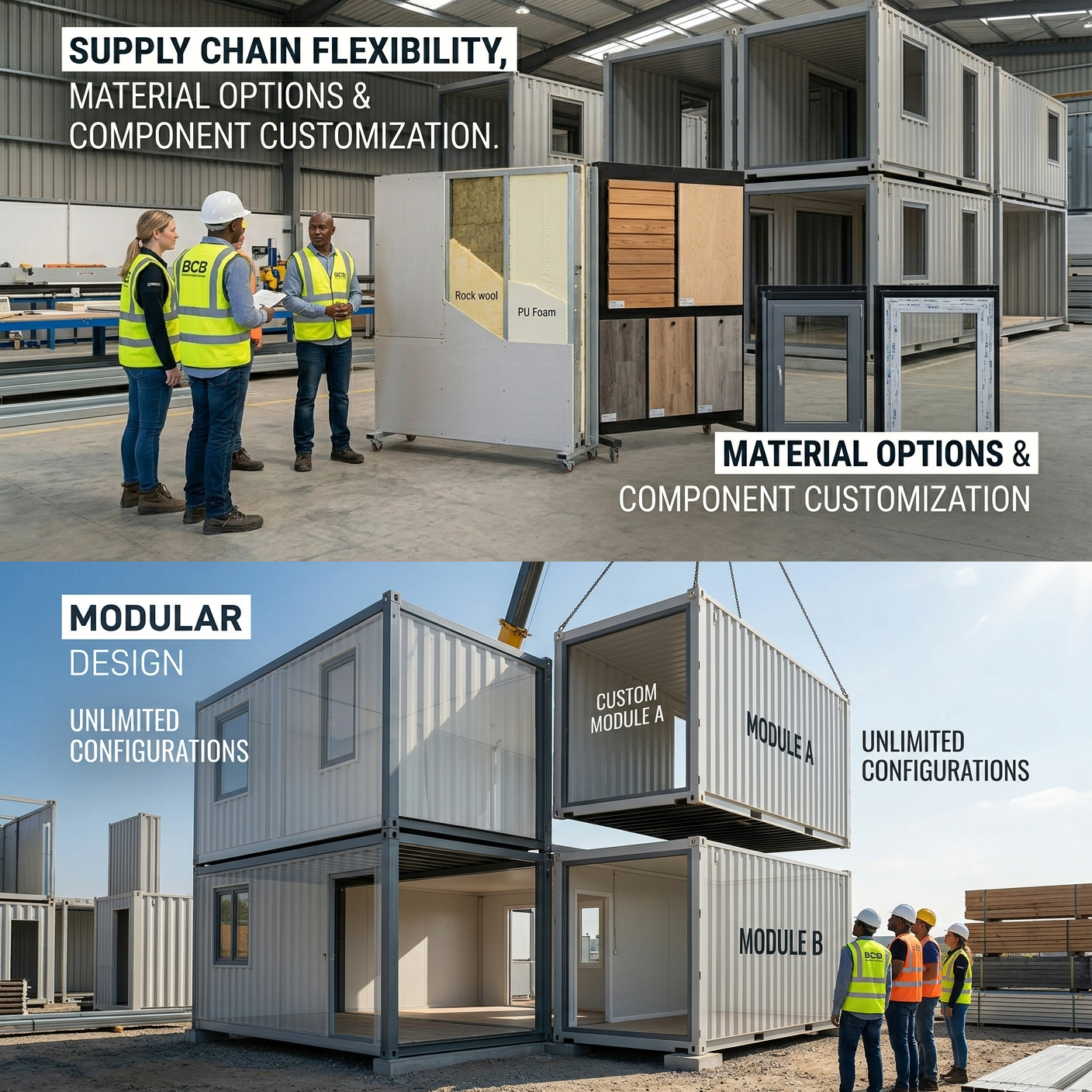 2 Story Luxury Modular Prefab Steel Structure Container House Villa Balcony Eco-friendly Windproof for Residential Commercial