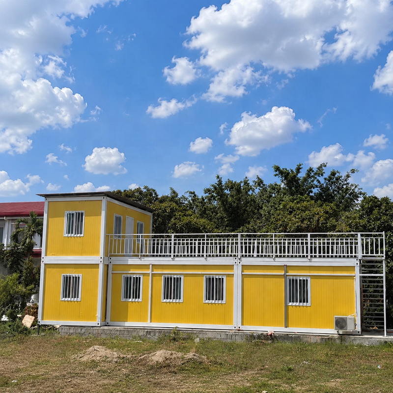 Double Storey Flat Pack Container House Prefab Modular Site Office Worker Dormitory Labor Camp Building