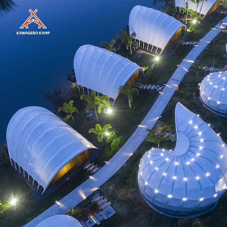 Kawagebo Kamp (KK) 43㎡ Custom High Quality 750G PVDF Luxury Shell Style Glamping Retort Hotel House Tent