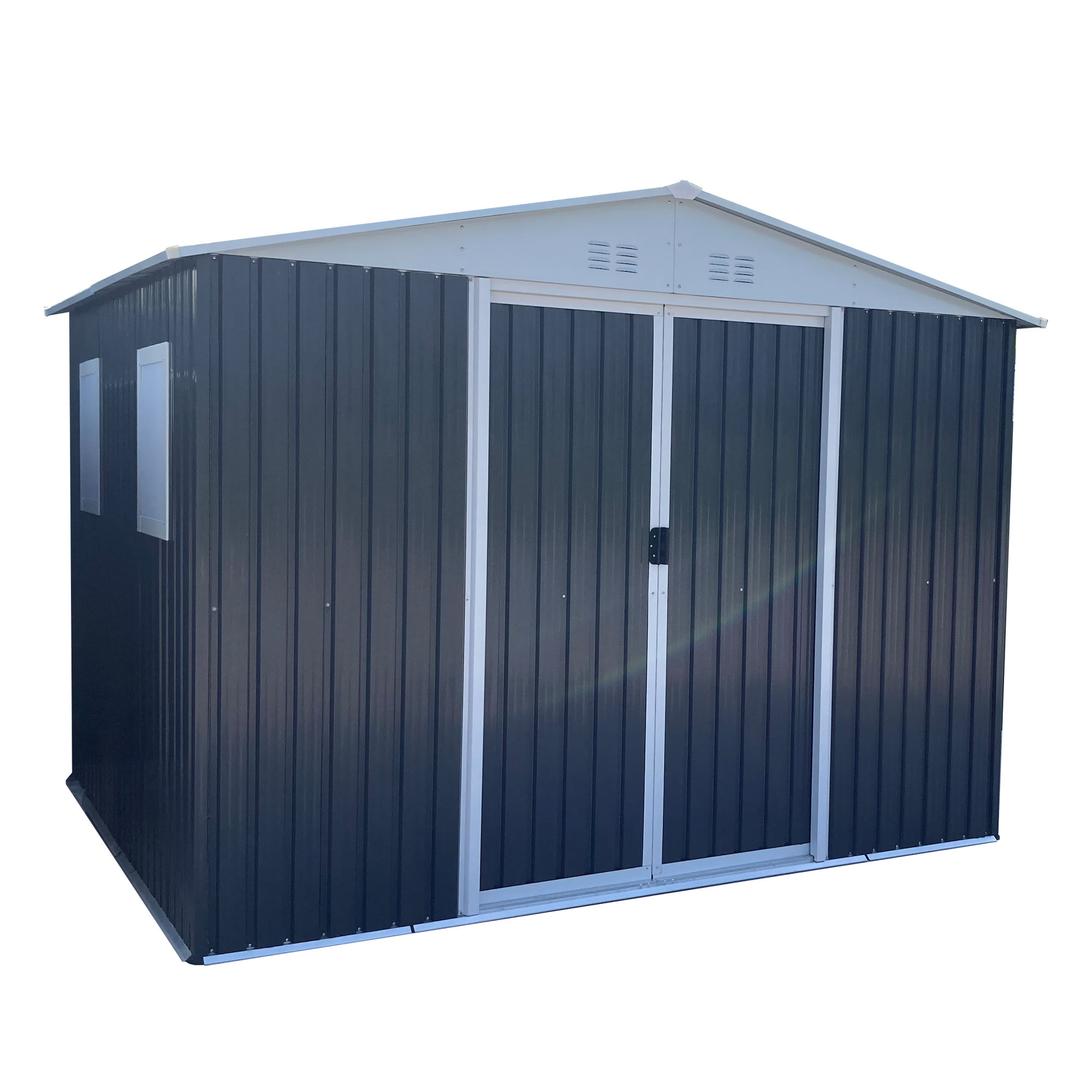 12FT*10FT Durable Waterproof Modern Sliding Door Metal Shed with 4 Windows