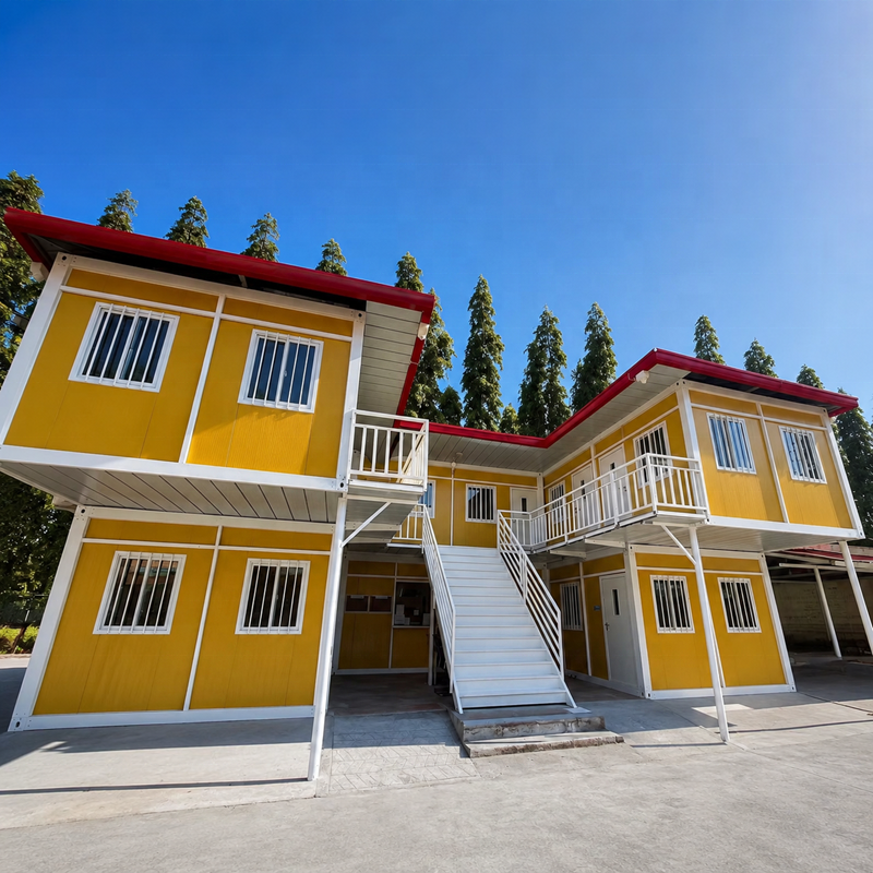 Double Storey Flat Pack Container House Prefab Modular Site Office Worker Dormitory Labor Camp Building