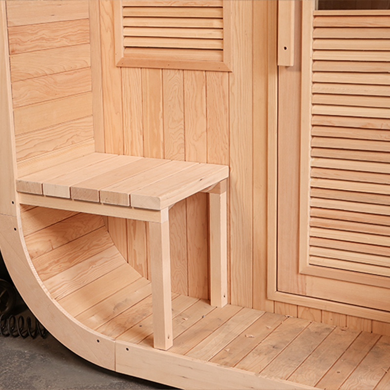 Nordic Style Weatherproof Outdoor Sauna Hut,4-6 Person Red Cedar Sauna House with Electric Heater, Rounded Design Backyard Sauna