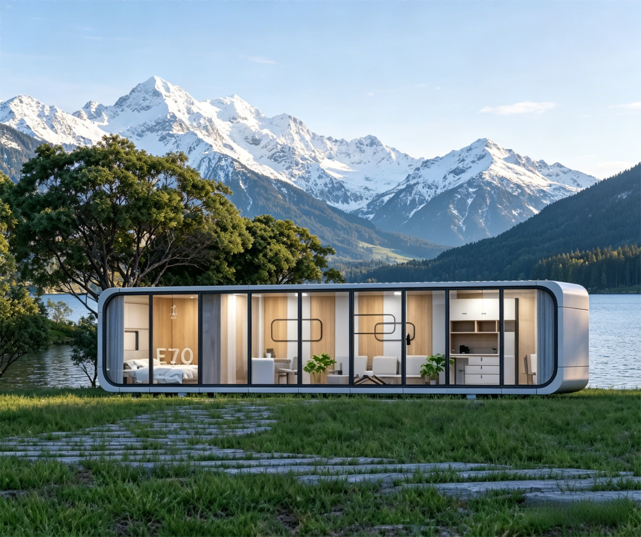 Prefab Steel Structure Breathable Hotel Container House Apple Cabin Modular Flat Pack Modern Office Pod E70 Model