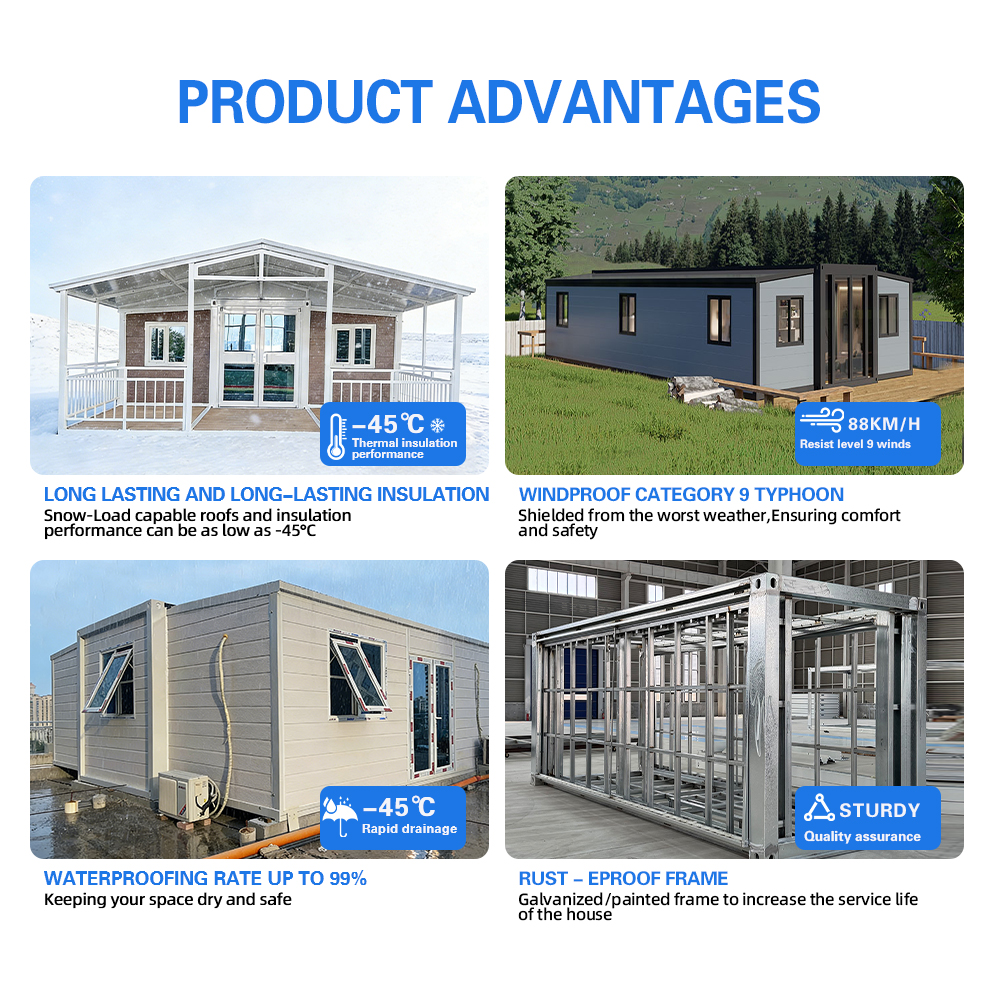 Luxury 3 Bedroom Bath Expandable Container House 20ft Container Steel Structure Home For Sale