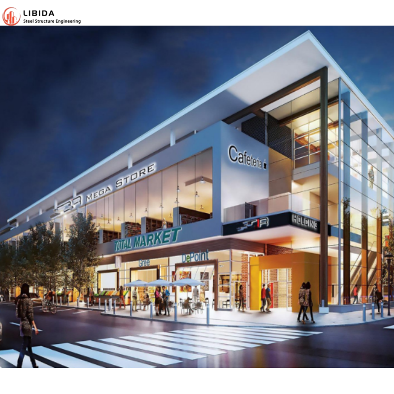 Structural Steel Design Commercial Building For Steel Structure Prefab Shopping Mall