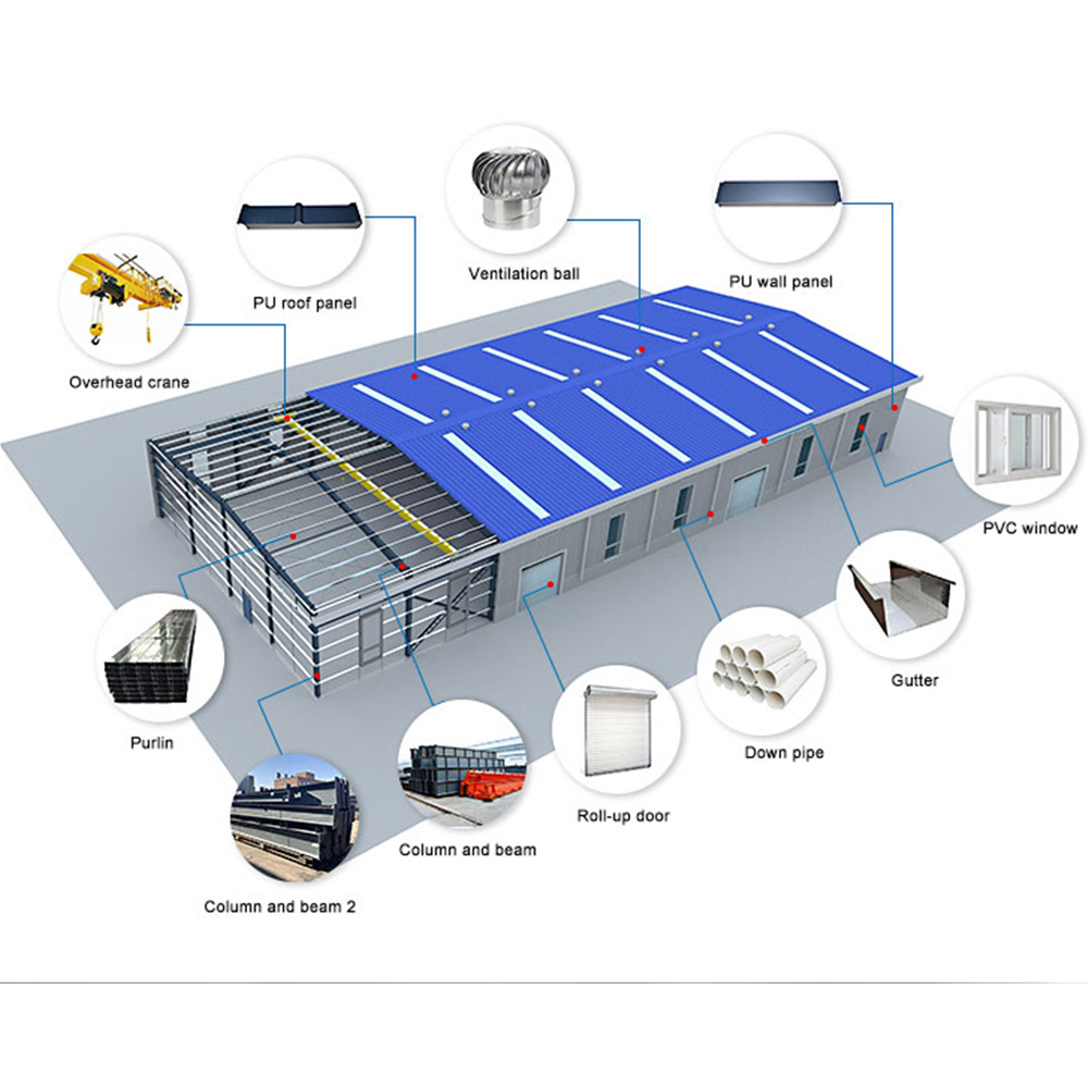 China Prefabricated Steel Structure Prefab House School Hall Construction Building