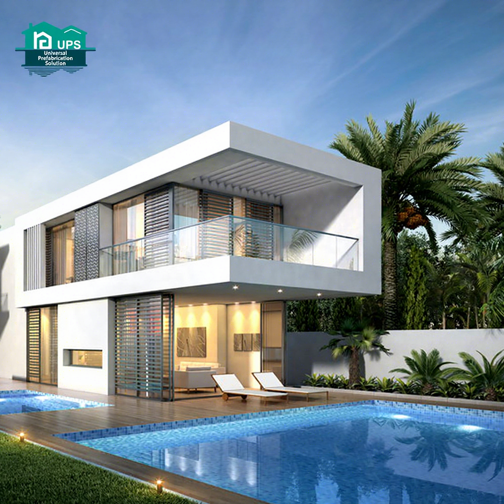 UPS Fast And Easy Build 2 Story Fiber Cement Family House Water Resistant Ready Made Prefab Prefabricated Concrete Family Home