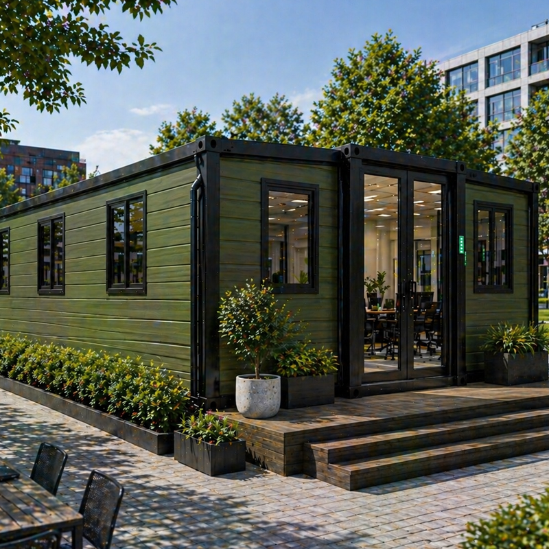 Double Wing Container Office Germany Insulated Steel Prefab Workspace For Corporate Business And Commercial Use