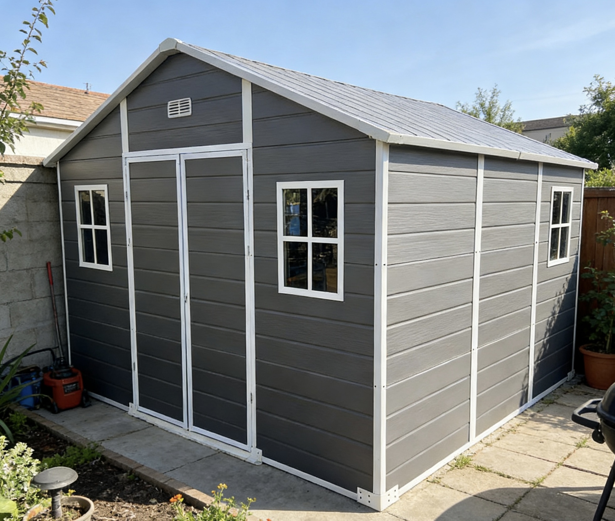 Outdoor Garden Storage Shed Metal Frame 8*10ft Storage Space