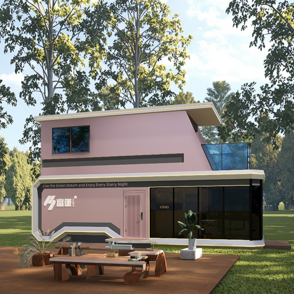 Modern Deluxe Double-Deck Steel Container Cottage Prefab Holiday Hotel Office Villa For House Apple Cabin Homestay Use