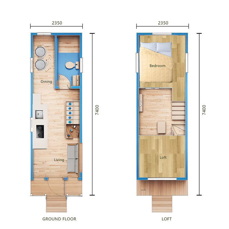 Modular Prefabricated House Tiny House Mobile Home Ready to Ship Car Travel Container