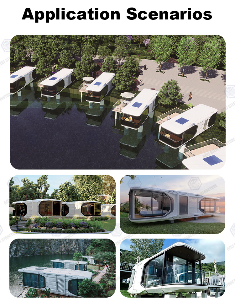 China Modern 10m Prefabricated Luxury Hotel Tiny Apple House Luxurious Modular Casas Space Capsule