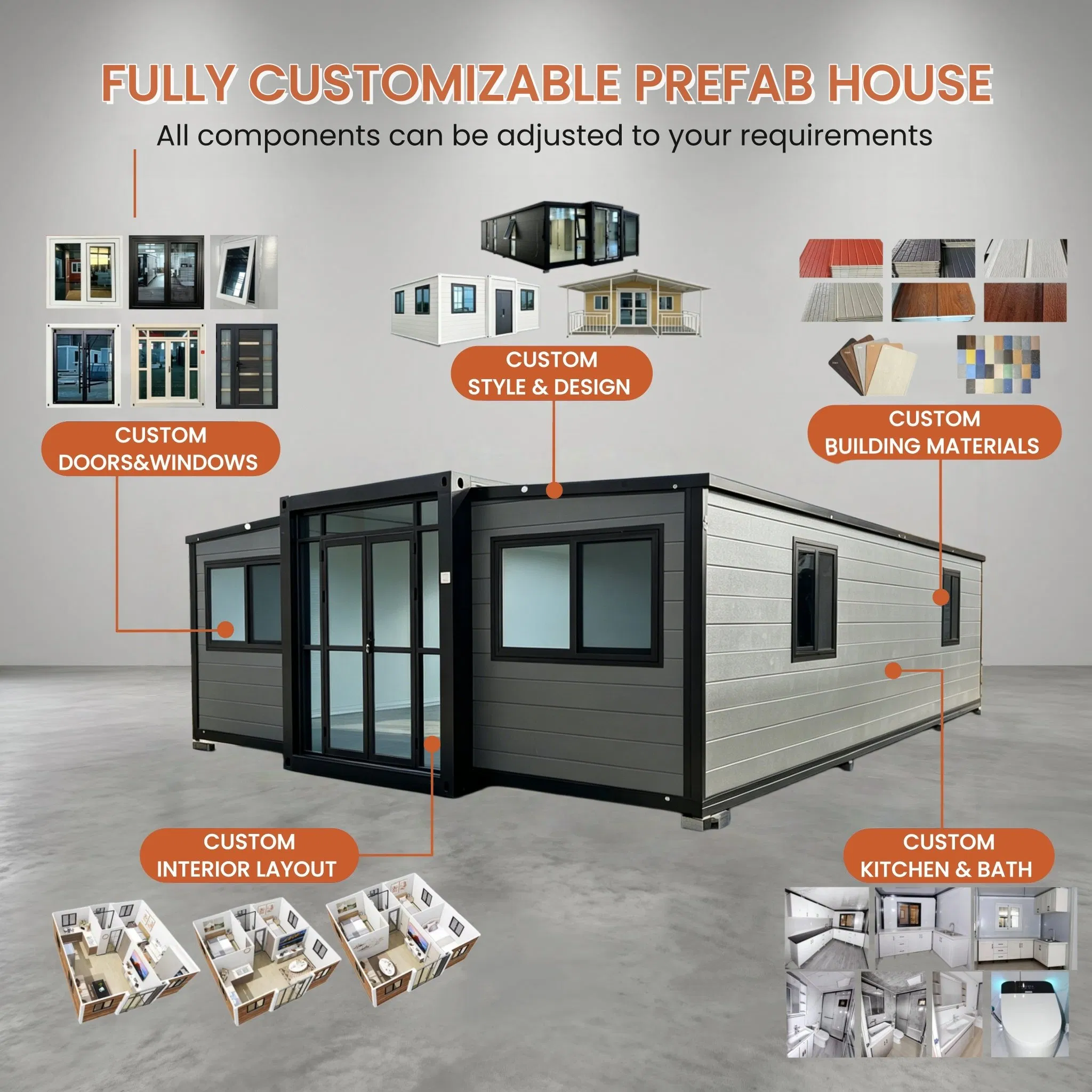 40 Feet Folding Expandable Container House for Living, Workshop, Warehouse or Office
