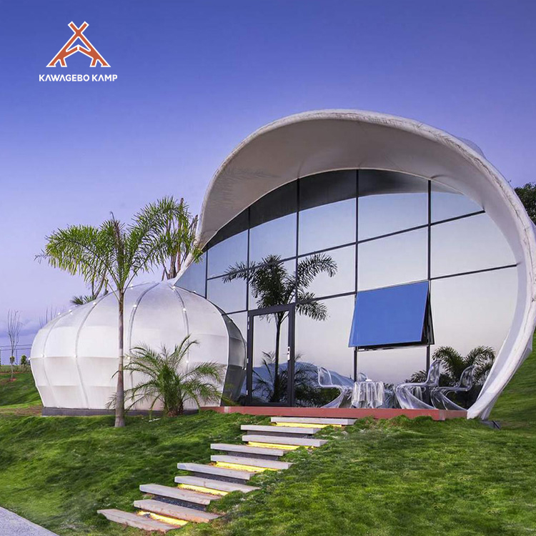 Kawagebo Kamp (KK) 43㎡ Custom High Quality 750G PVDF Luxury Shell Style Glamping Retort Hotel House Tent