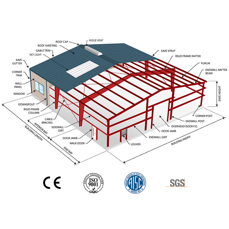 Light Weight Modular Prefabricated Steel Structure Building Metal Frame Warehouse Logistics Factory Barn Kit Workshop Metal Shed