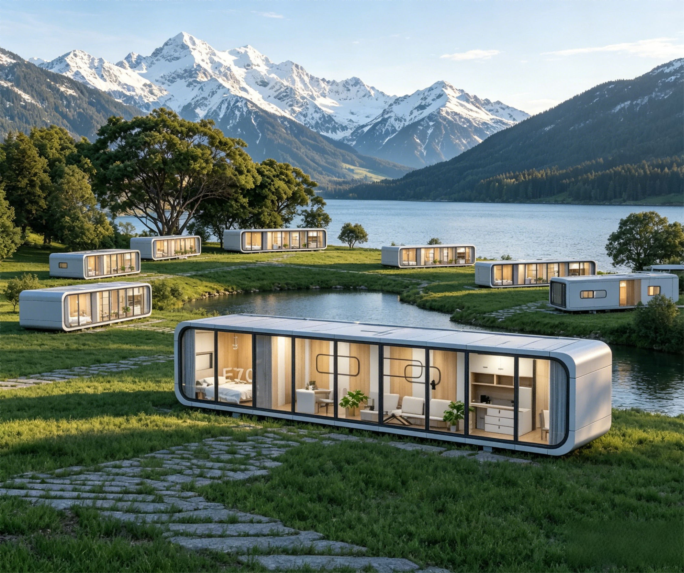 Prefab Steel Structure Breathable Hotel Container House Apple Cabin Modular Flat Pack Modern Office Pod E70 Model