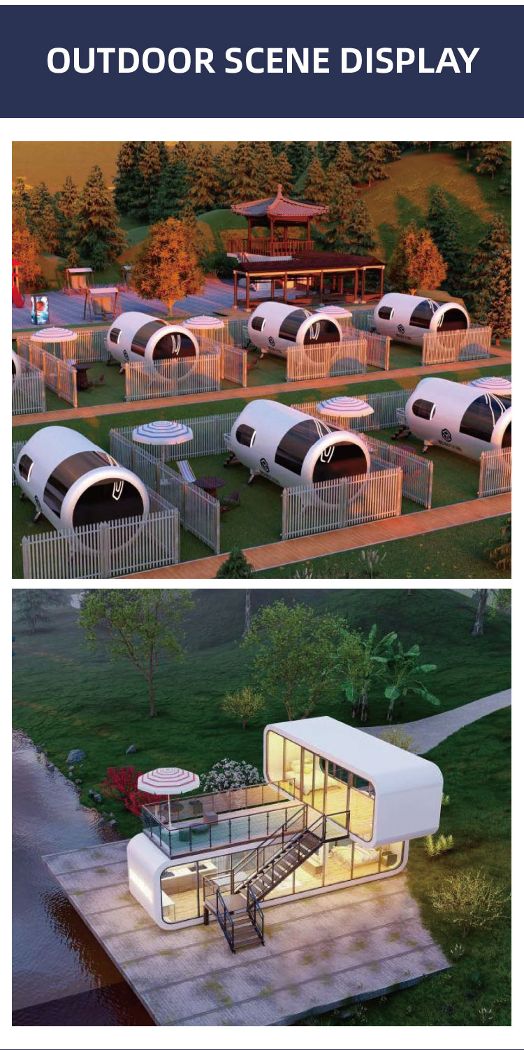 Modern Deluxe Double-Deck Steel Container Cottage Prefab Holiday Hotel Office Villa for House Apple Cabin Homestay Use