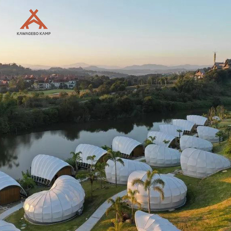 Kawagebo Kamp (KK) 43㎡ Custom High Quality 750G PVDF Luxury Shell Style Glamping Retort Hotel House Tent