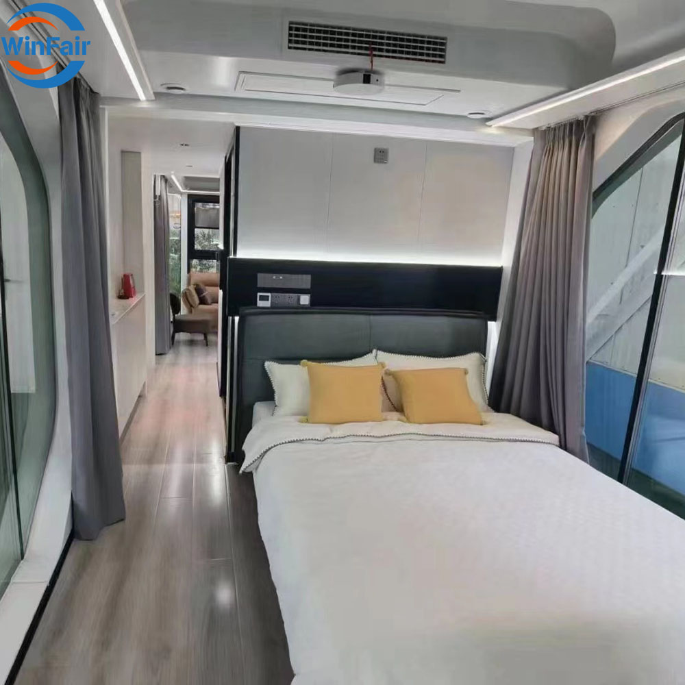 WinFair Luxury 40ft Modern Prefabricated Modular Steel House 2 Bedroom Kitchen with Luban Cabins Capsule Home Space Prefab