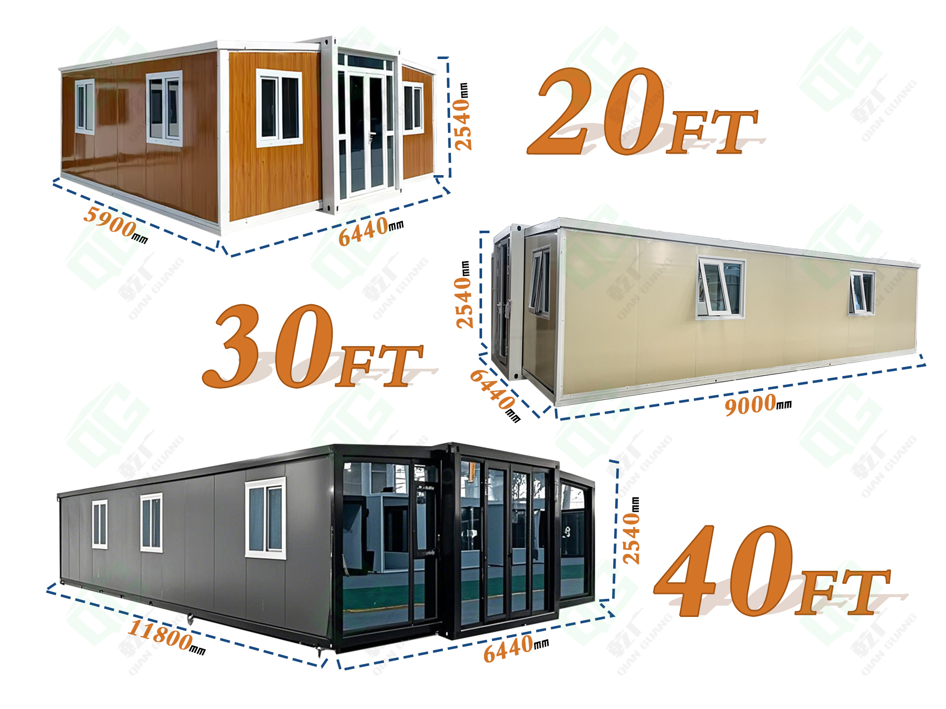 20ft 30ft 40ft Expandable Container House Mobile Home for Hotel Office Villa Hospital Outdoor