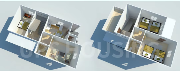 UPS Fast And Easy Build 2 Story Fiber Cement Family House Water Resistant Ready Made Prefab Prefabricated Concrete Family Home