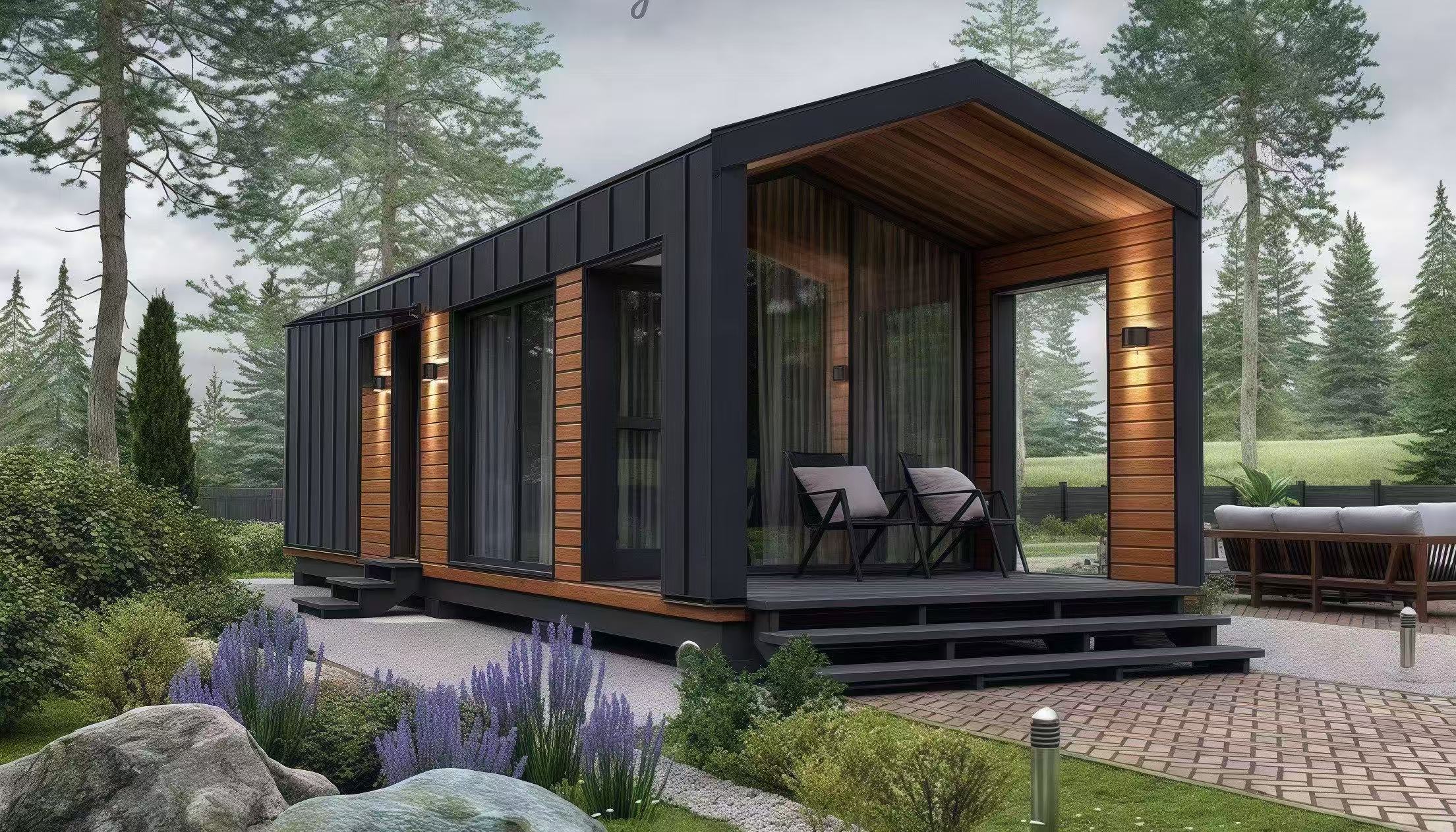 Luxury Prefabricated Steel Structure Wooden Villa/Hotel Garden Shed Prefab Houses Modern European Log Cabin/Office Building