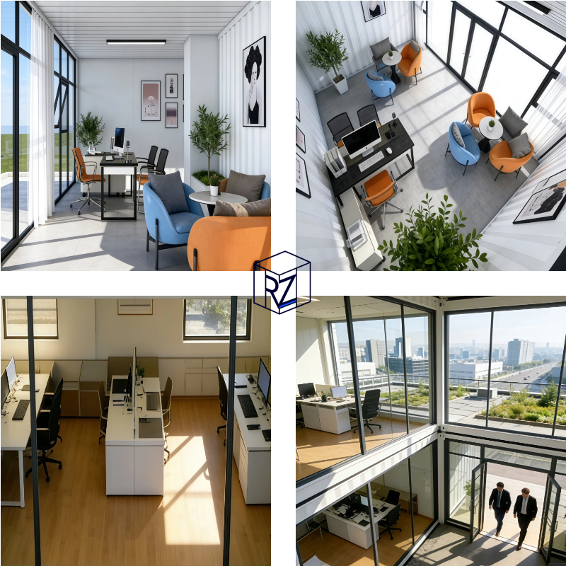 Flat Pack Modern Prefab Office Container House With Detachable Steel Storage For Office Building &amp; Hotel Use