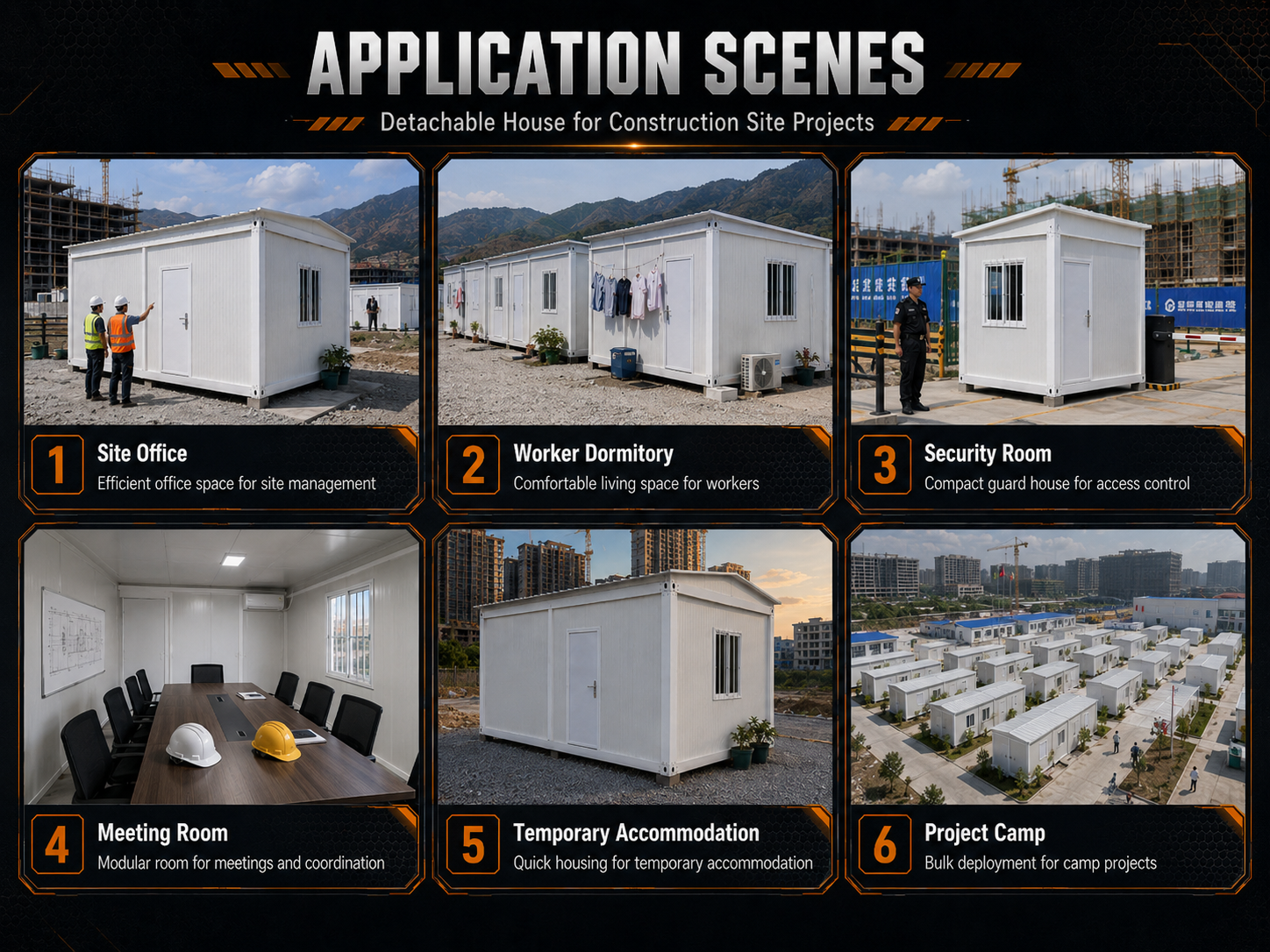 Double Storey Flat Pack Container House Prefab Modular Site Office Worker Dormitory Labor Camp Building