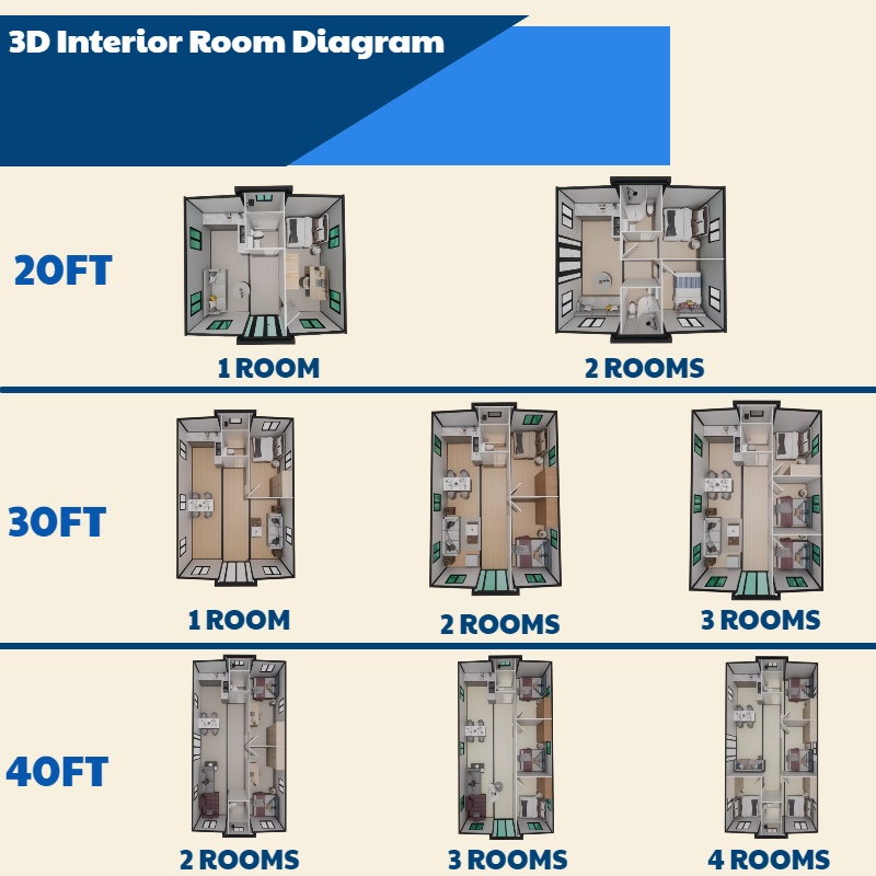 20-foot 2-floor Pre-fabricated Mobile Modern Expandable Container House For Office Building Dining Residential Bedroom Villas