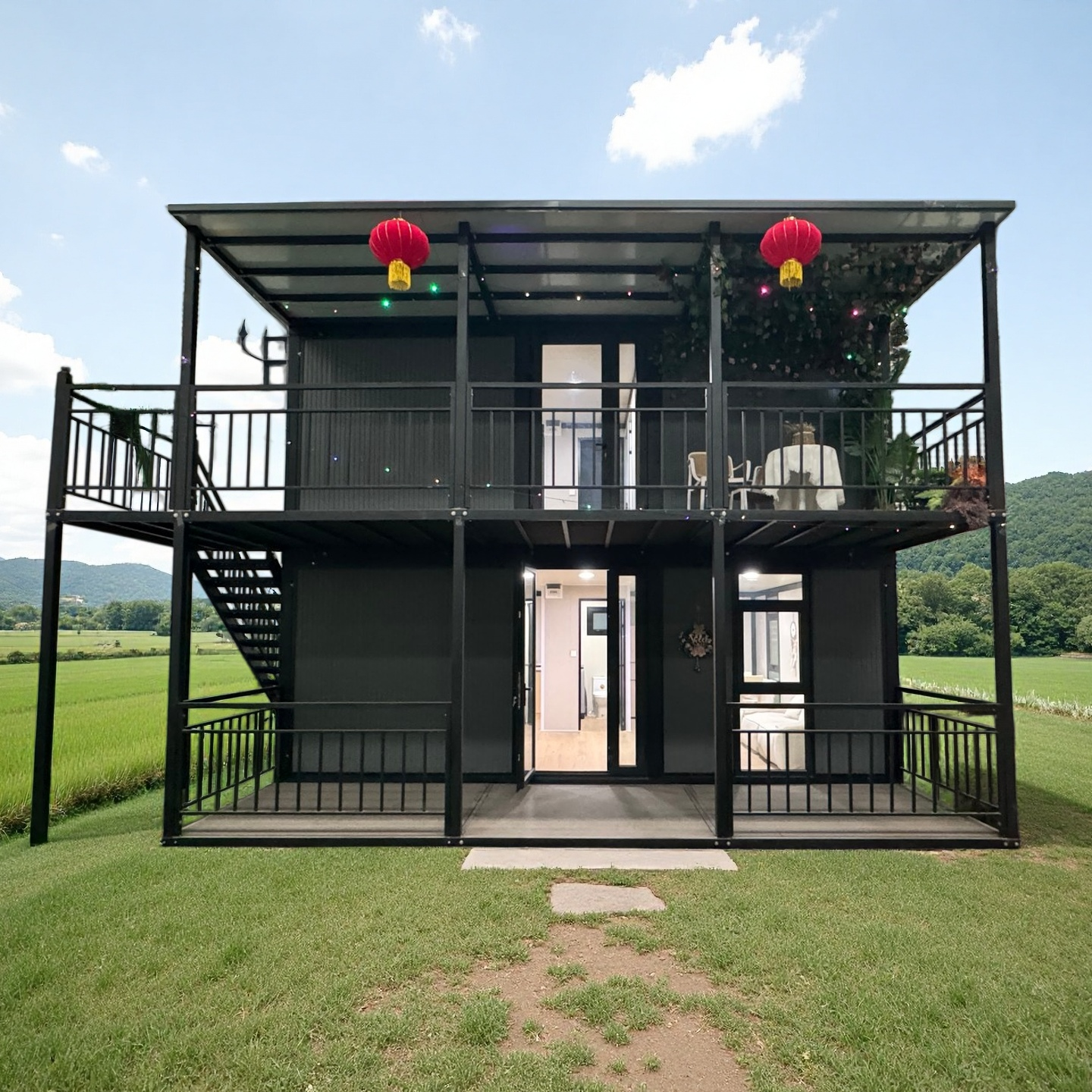 Luxury 20ft Double Wing Expandable Container House Waterproof Prefab Modular Home For Two-story Villa Family Outdoor Living