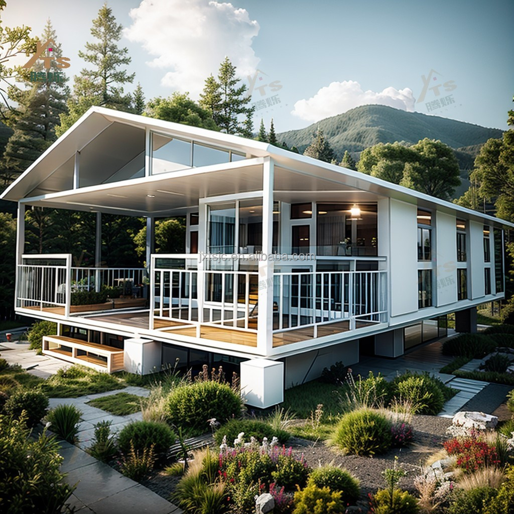 20ft & 40ft Expandable Prefabricated Steel Container Villa 2-4 Bedrooms with Deck for Hotels for Sale in Kenya