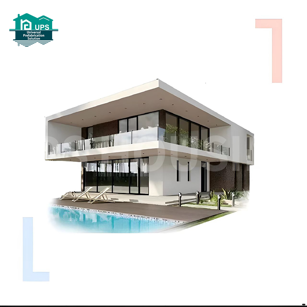 UPS Fast And Easy Build 2 Story Fiber Cement Family House Water Resistant Ready Made Prefab Prefabricated Concrete Family Home