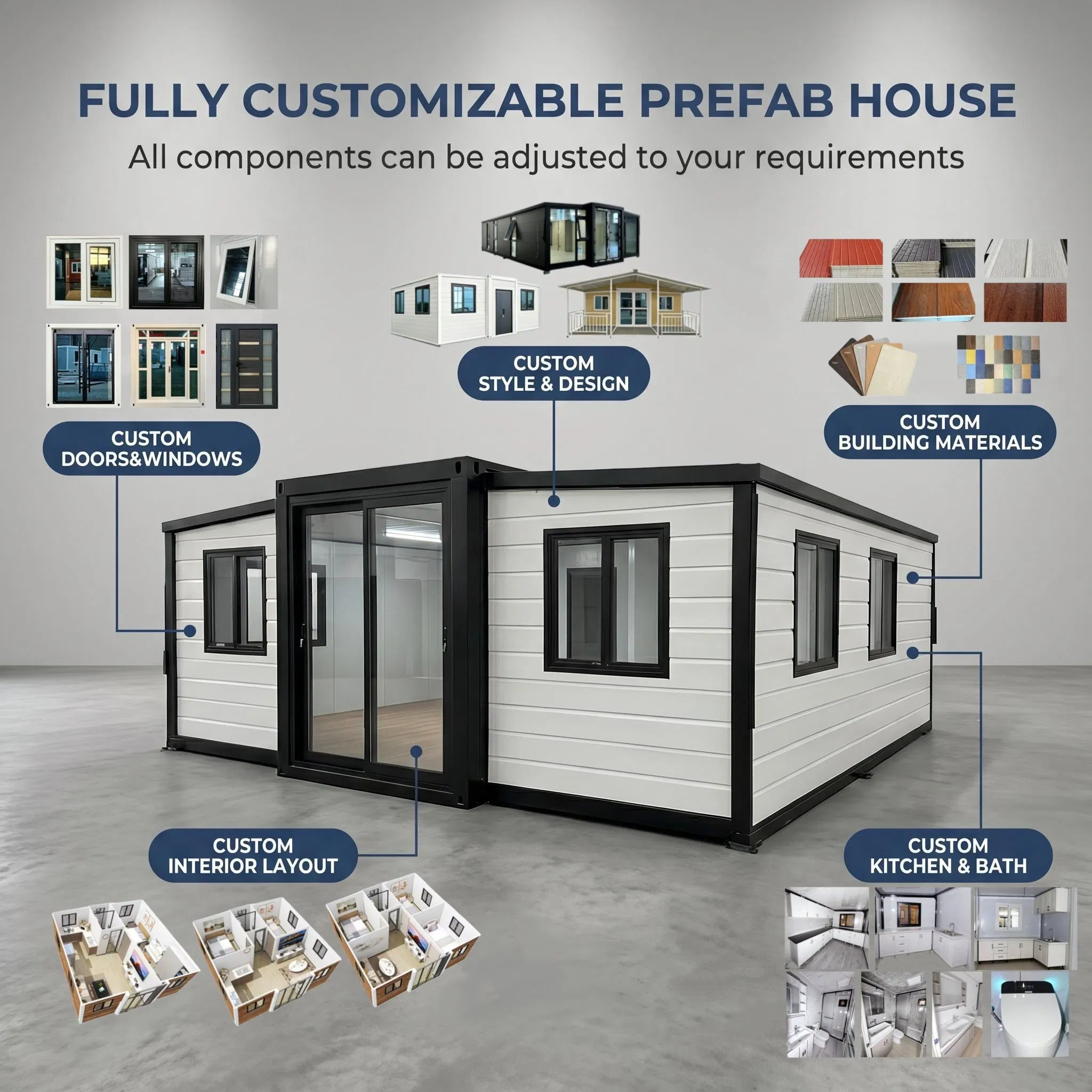Low MOQ Expandable 20FT 40FT Container House with Kitchen and Bathroom