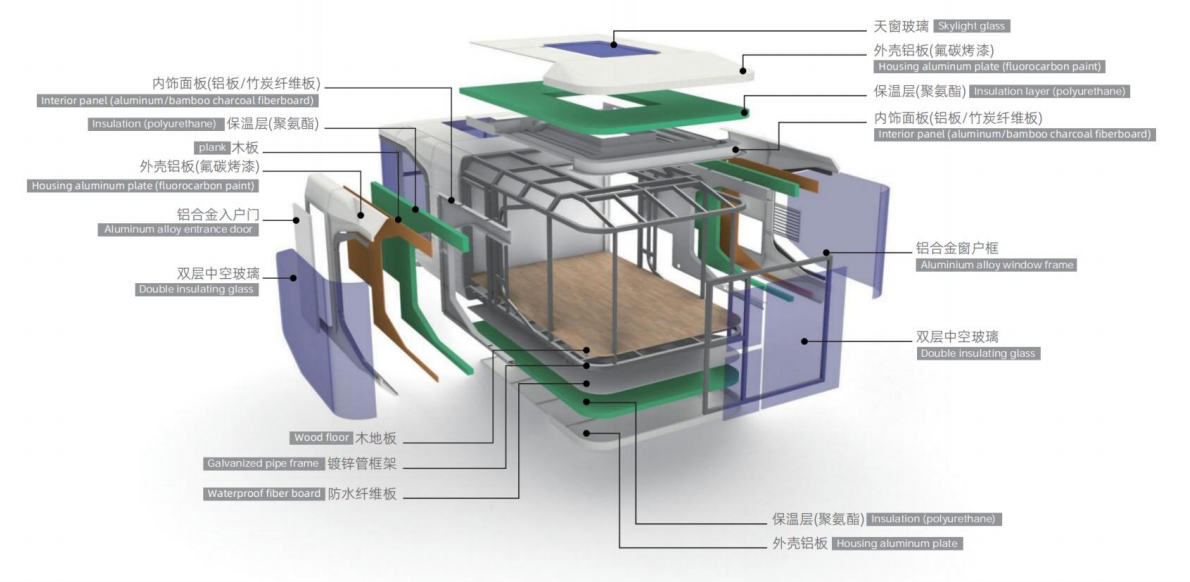 Prefab Steel Structure Breathable Hotel Container House Apple Cabin Modular Flat Pack Modern Office Pod E70 Model