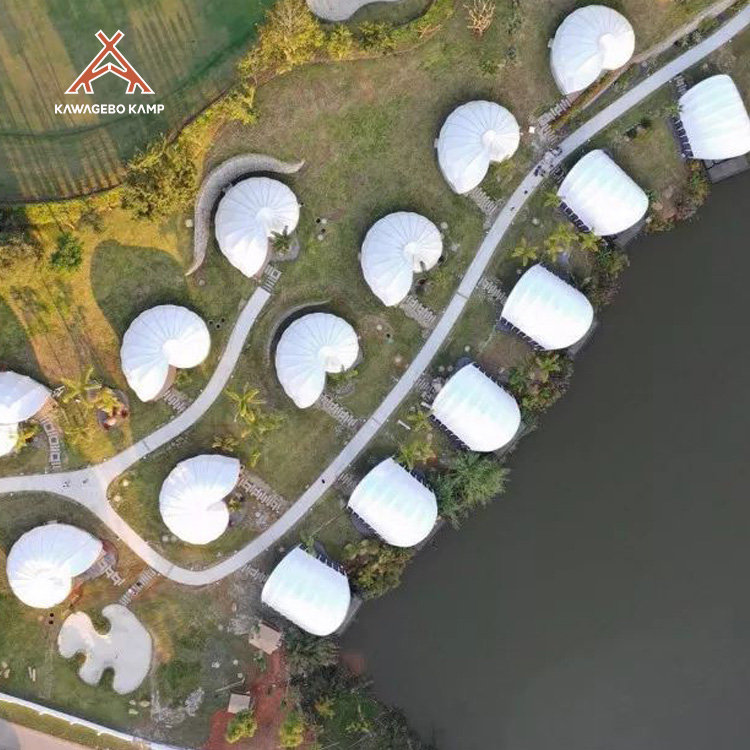 Kawagebo Kamp (KK) 43㎡ Custom High Quality 750G PVDF Luxury Shell Style Glamping Retort Hotel House Tent