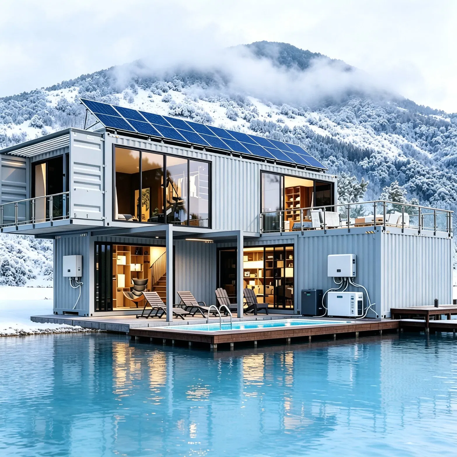 Modular Light Steel Structure Prefab Office Integrated Container House Prefabricated House with 50kwh Home Solar System