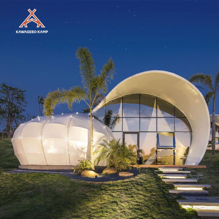 Kawagebo Kamp (KK) 43㎡ Custom High Quality 750G PVDF Luxury Shell Style Glamping Retort Hotel House Tent