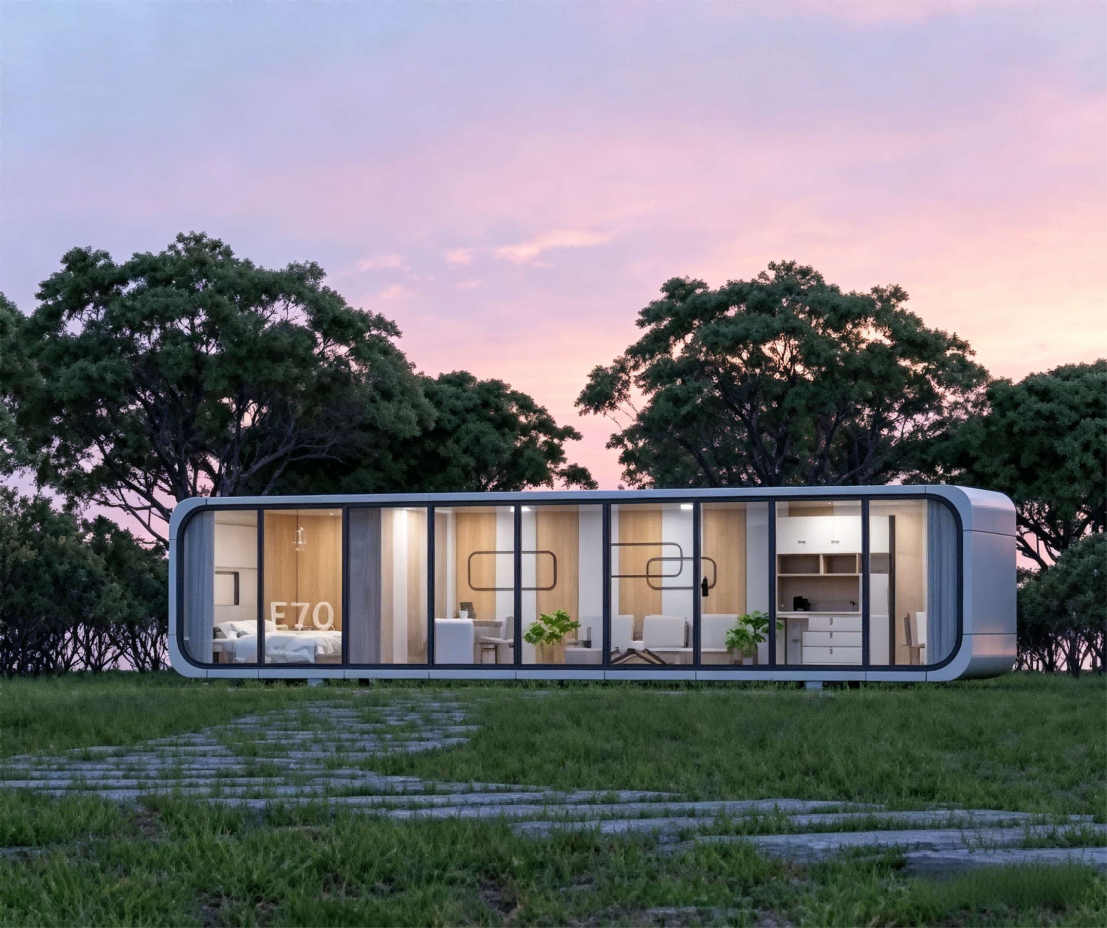 Prefab Steel Structure Breathable Hotel Container House Apple Cabin Modular Flat Pack Modern Office Pod E70 Model