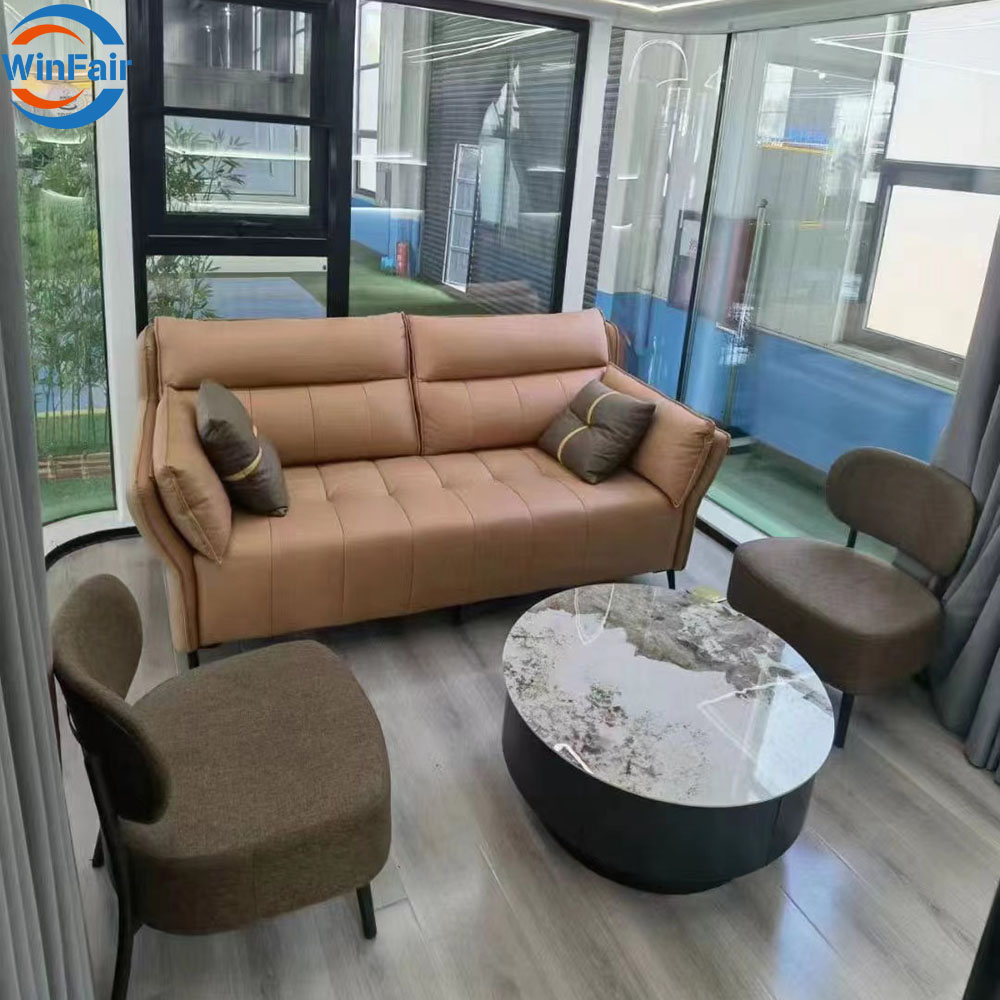 WinFair Luxury 40ft Modern Prefabricated Modular Steel House 2 Bedroom Kitchen with Luban Cabins Capsule Home Space Prefab