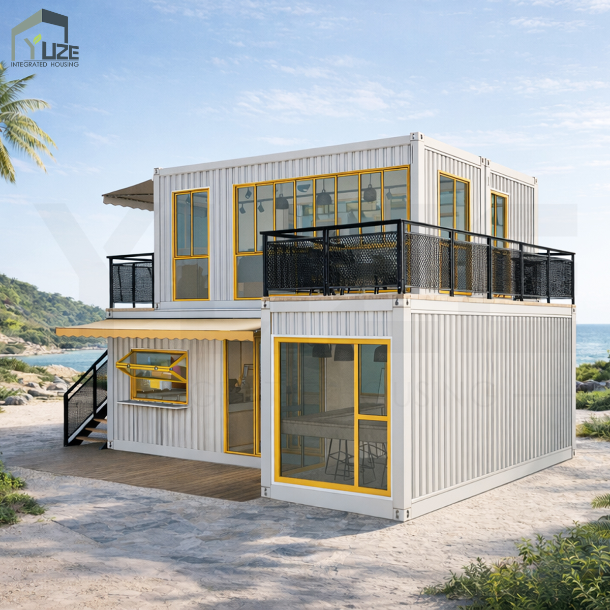 Custom Design Steel Structure Mobile 2 Story Prefab Fully Equipped Commercial Modular Shipping Container House for Restaurant