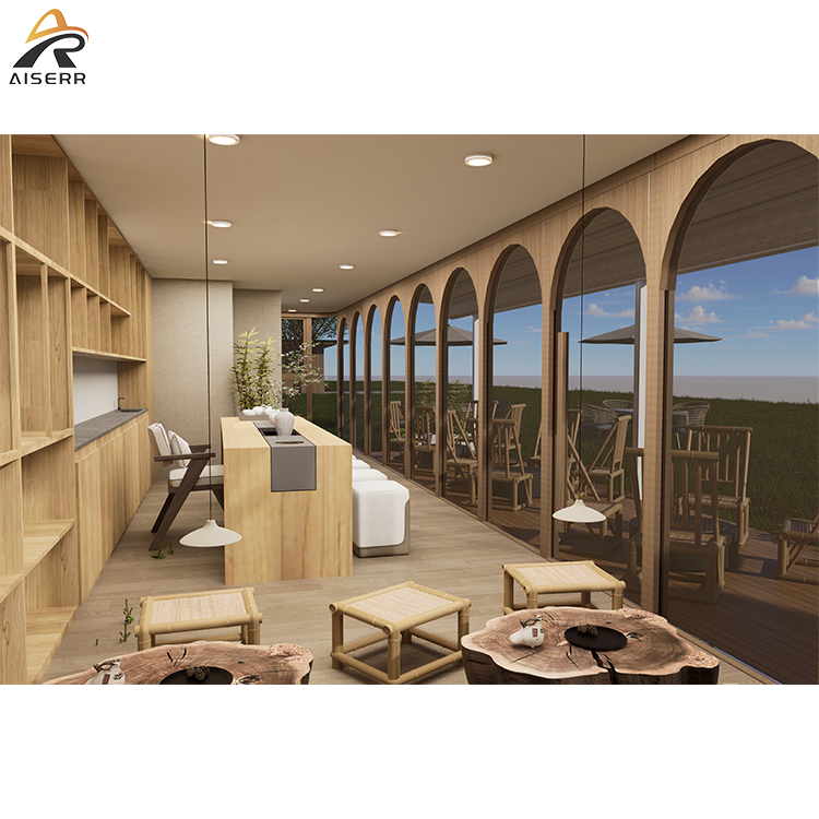 Elegant Double-Story Caf House Modern Countryside Farm Cabin Eco-friendly Waterproof Steel Structure Mobile Living Home