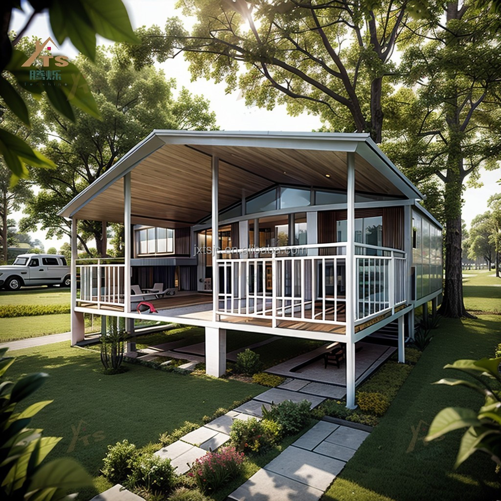 20ft & 40ft Expandable Prefabricated Steel Container Villa 2-4 Bedrooms with Deck for Hotels for Sale in Kenya