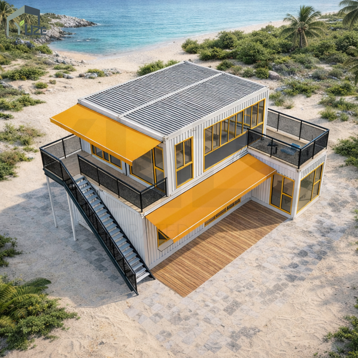 Custom Design Steel Structure Mobile 2 Story Prefab Fully Equipped Commercial Modular Shipping Container House for Restaurant