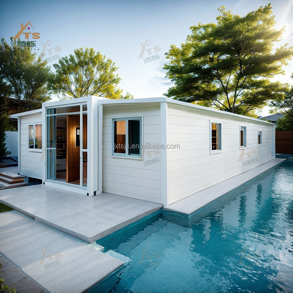20ft & 40ft Expandable Prefabricated Steel Container Villa 2-4 Bedrooms with Deck for Hotels for Sale in Kenya