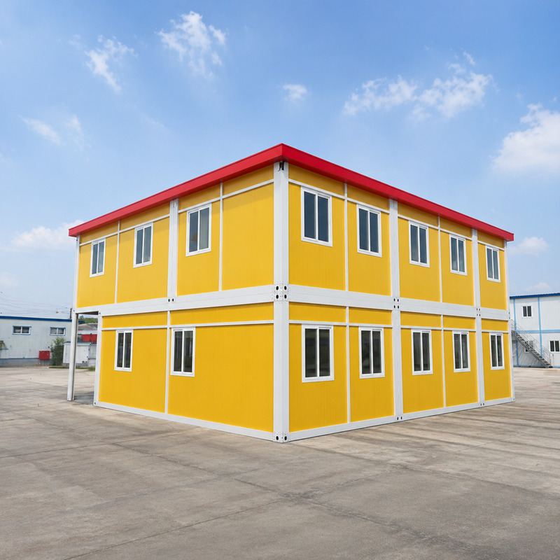 Double Storey Flat Pack Container House Prefab Modular Site Office Worker Dormitory Labor Camp Building