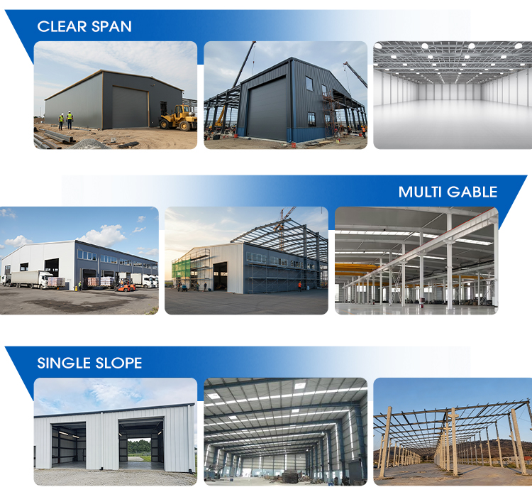 Practical Prefabricated Steel Structure Warehouses Kits Fast Installation For Office Building Garage Shed
