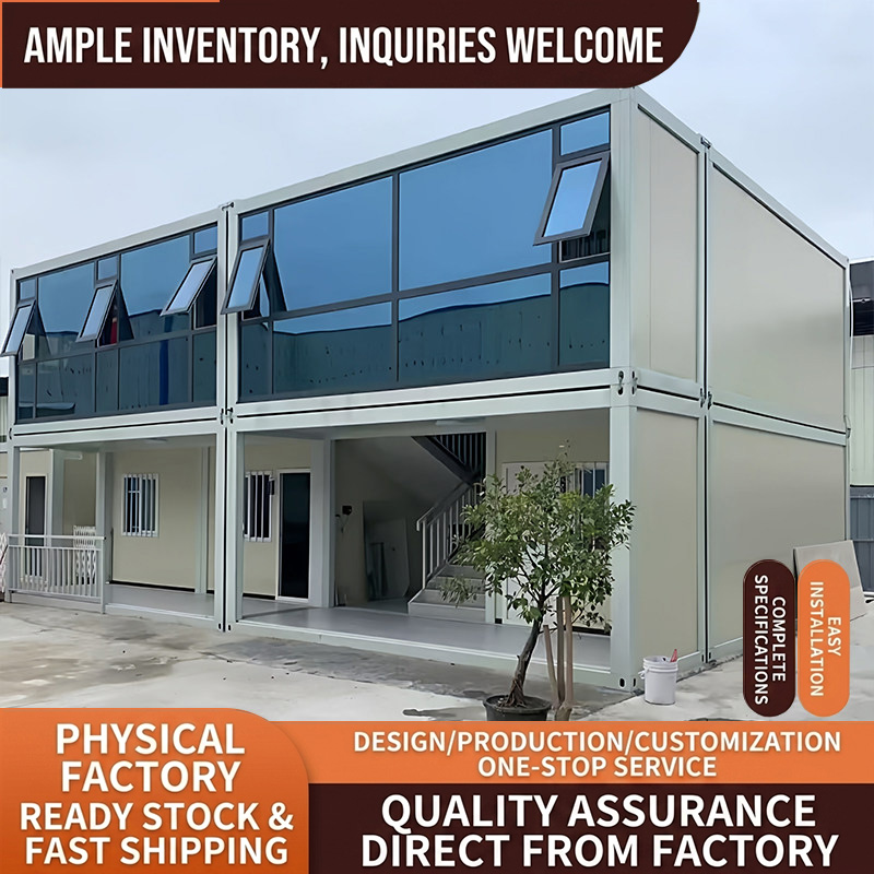 Factory Customized Quick-assembly Flat Roof Sandwich Panel Steel Detachable Container Houses for Office Building